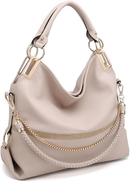 Large Hobo Bag with Rhinestone Accents