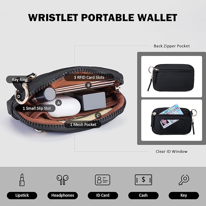 Dual Pouch Keychain Wristlet Wallet
