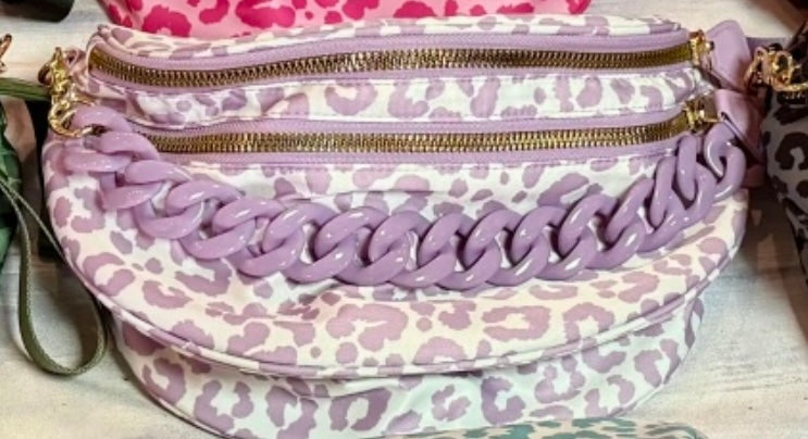 Leopard Bum Bags W/ Chain