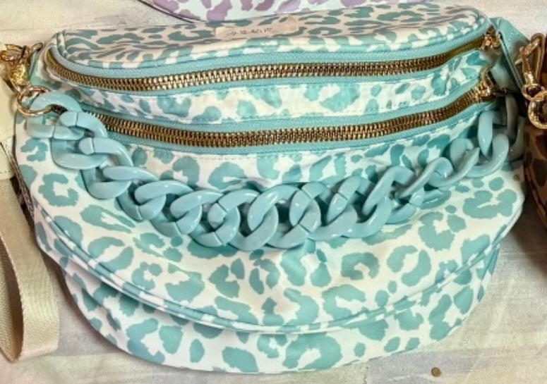 Leopard Bum Bags W/ Chain