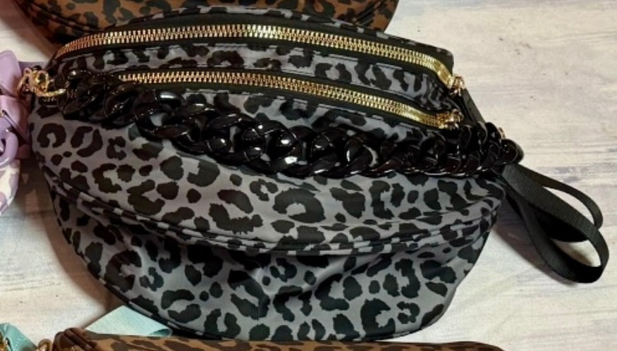 Leopard Bum Bags W/ Chain