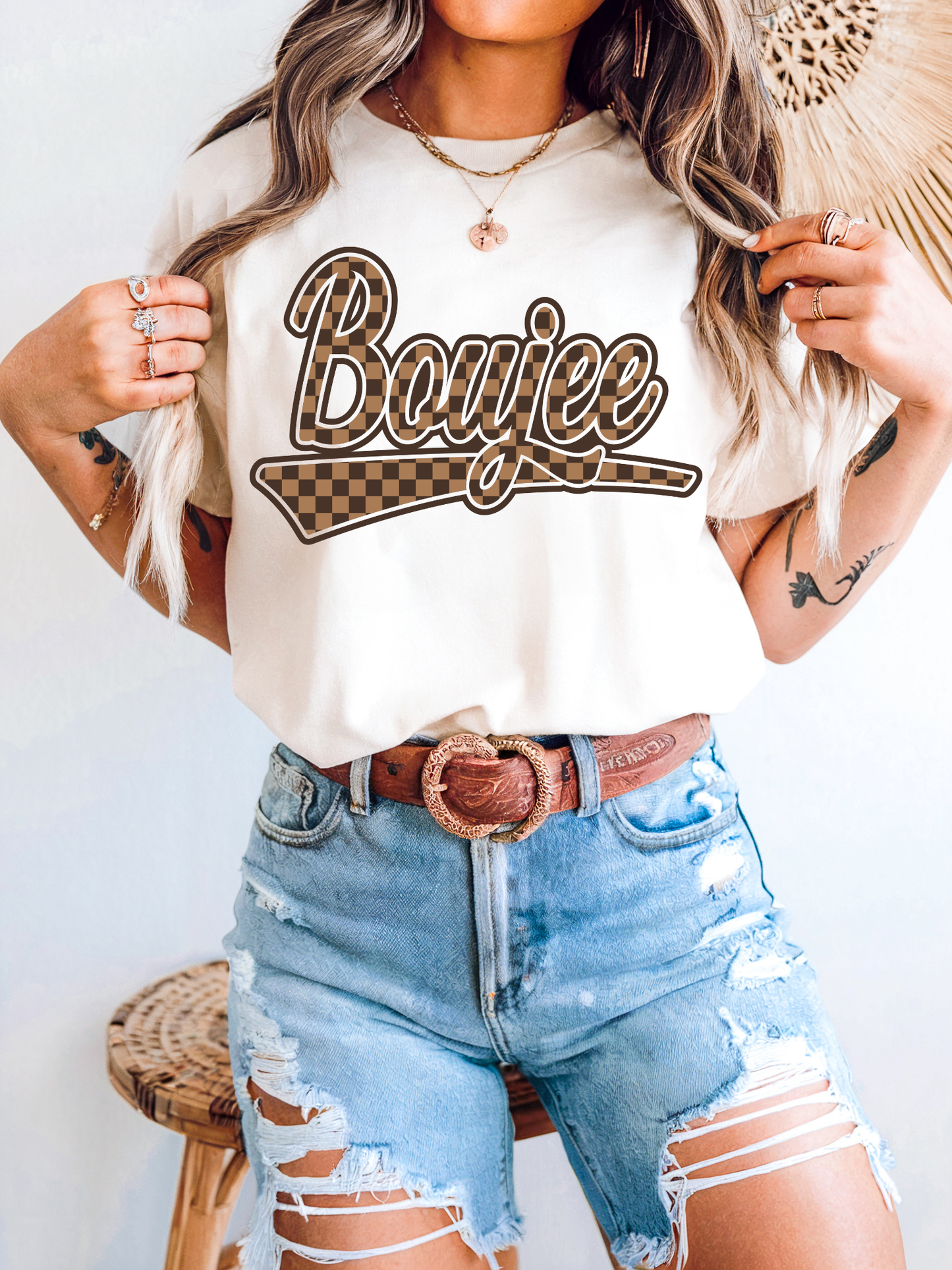 Brown Checkered Boujee