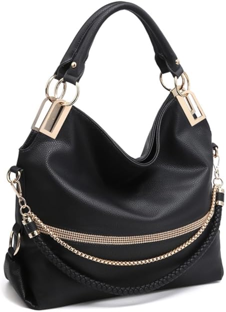Large Hobo Bag with Rhinestone Accents