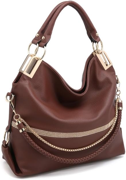 Large Hobo Bag with Rhinestone Accents