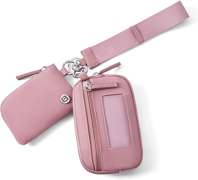Dual Pouch Keychain Wristlet Wallet