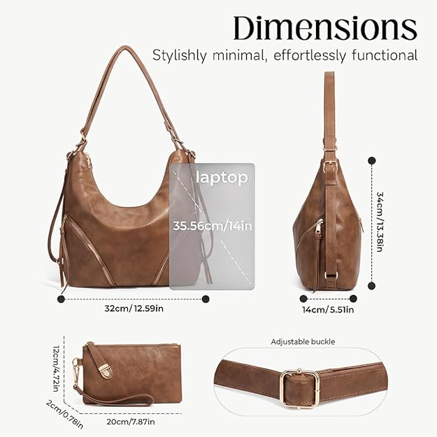PU Leather Hobo Bag Backpack/Shoulder Bag, Pouch, & Charm