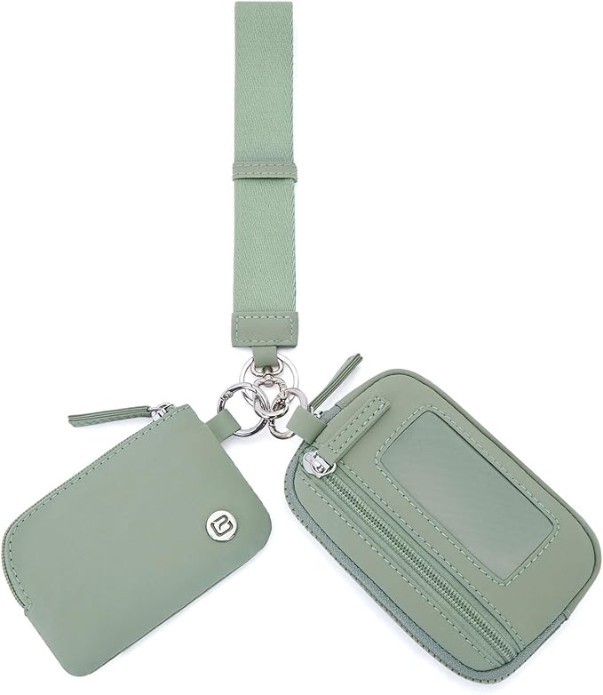 Dual Pouch Keychain Wristlet Wallet