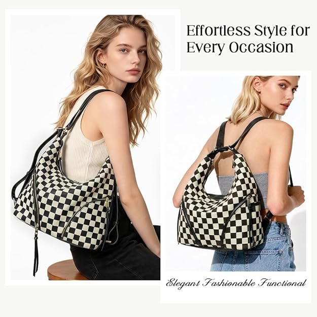 PU Leather Hobo Bag Backpack/Shoulder Bag, Pouch, & Charm