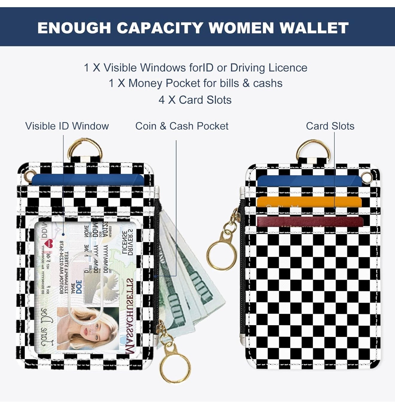 Checkered Card Wallet